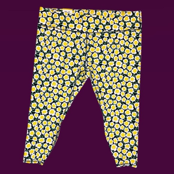 NWT DVF For Target Yellow Floral Plus Size Workout Sporty Leggings - Picture 1 of 8